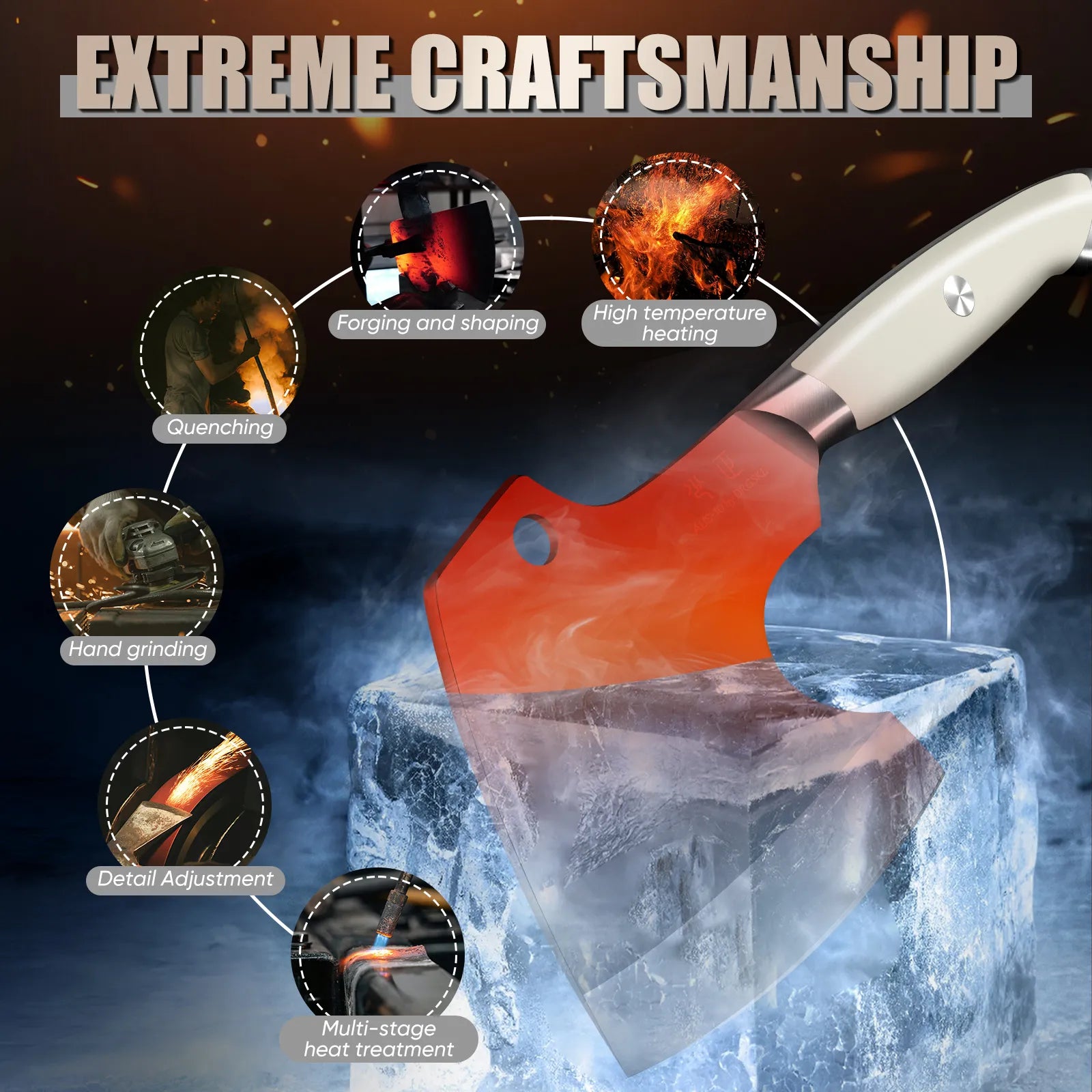 Image of DRGSKL Heavy-Duty Meat Cleaver – Bone Chopper, Kitchen Axe