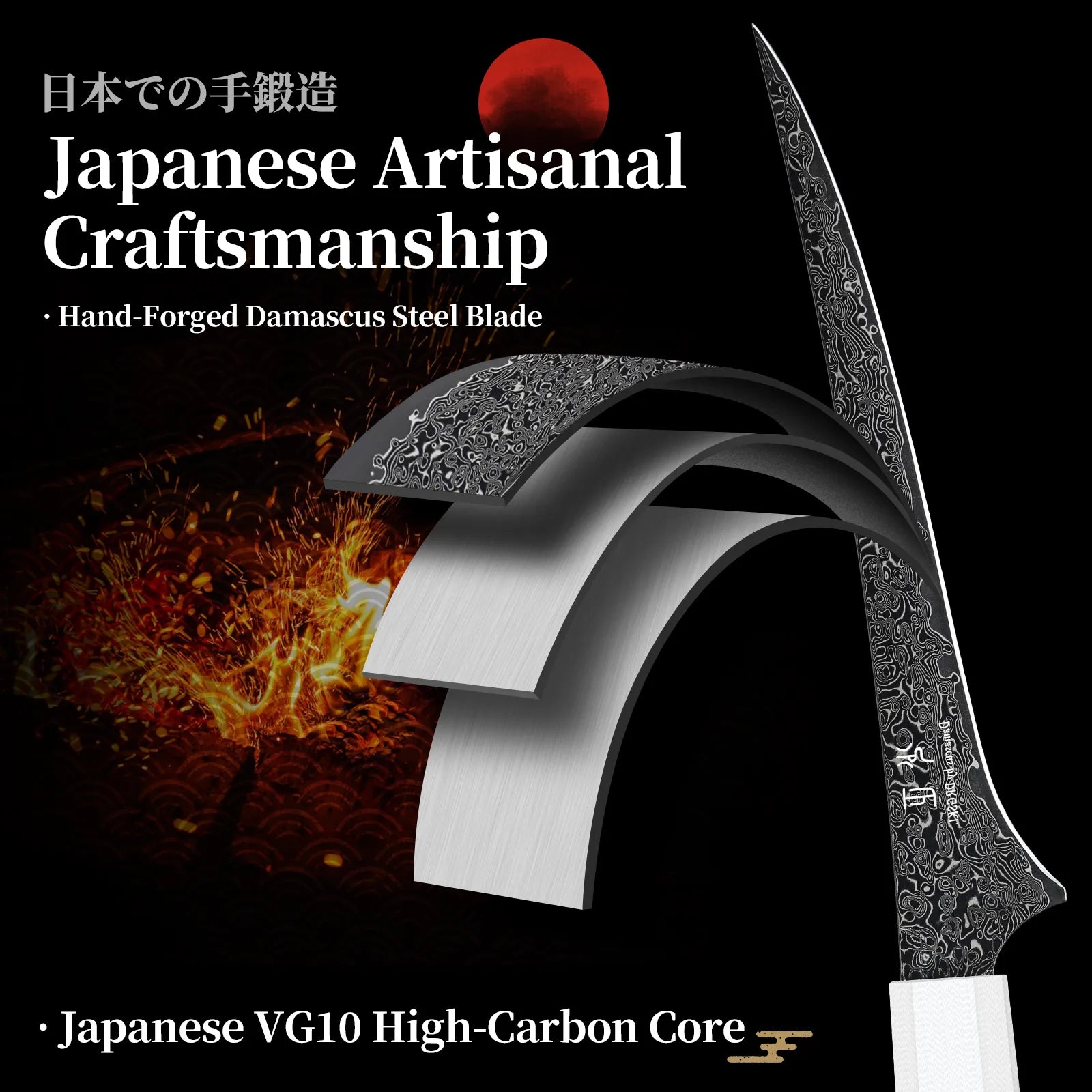 Image of DRGSKL Damascus Boning Knife – Japanese VG10 Steel, G10 Handle