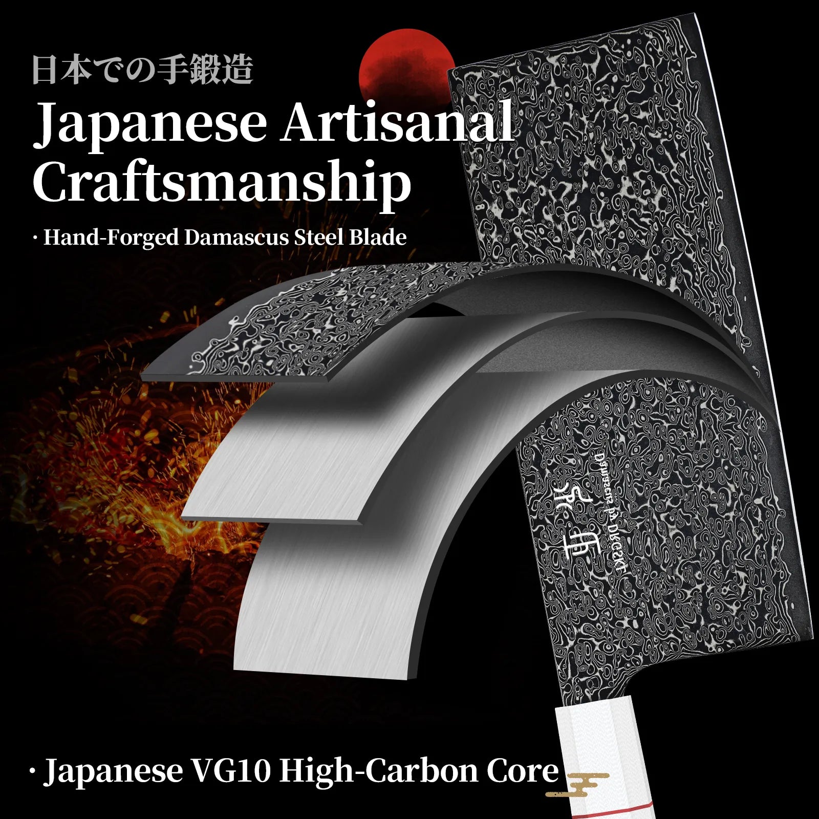 Image of DRGSKL Damascus Meat Cleaver – Japanese VG10 Steel Chef Knife with G10 Handle