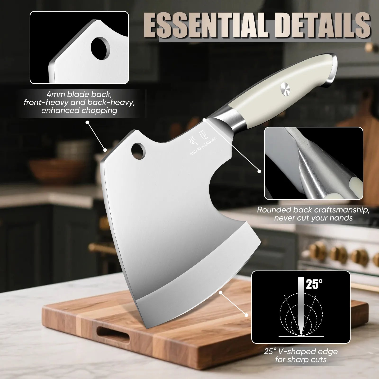 Image of DRGSKL Heavy-Duty Meat Cleaver – Bone Chopper, Kitchen Axe