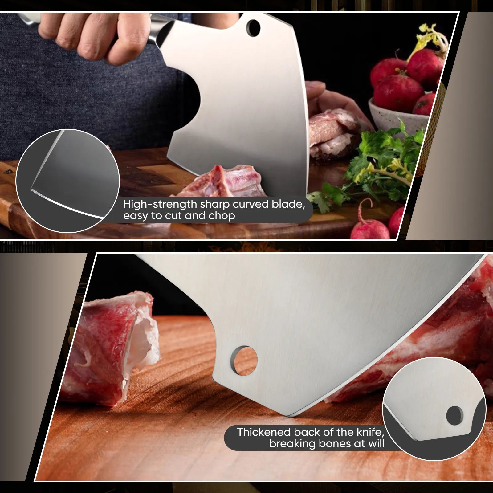 Image of DRGSKL Heavy-Duty Meat Cleaver – Bone Chopper, Kitchen Axe