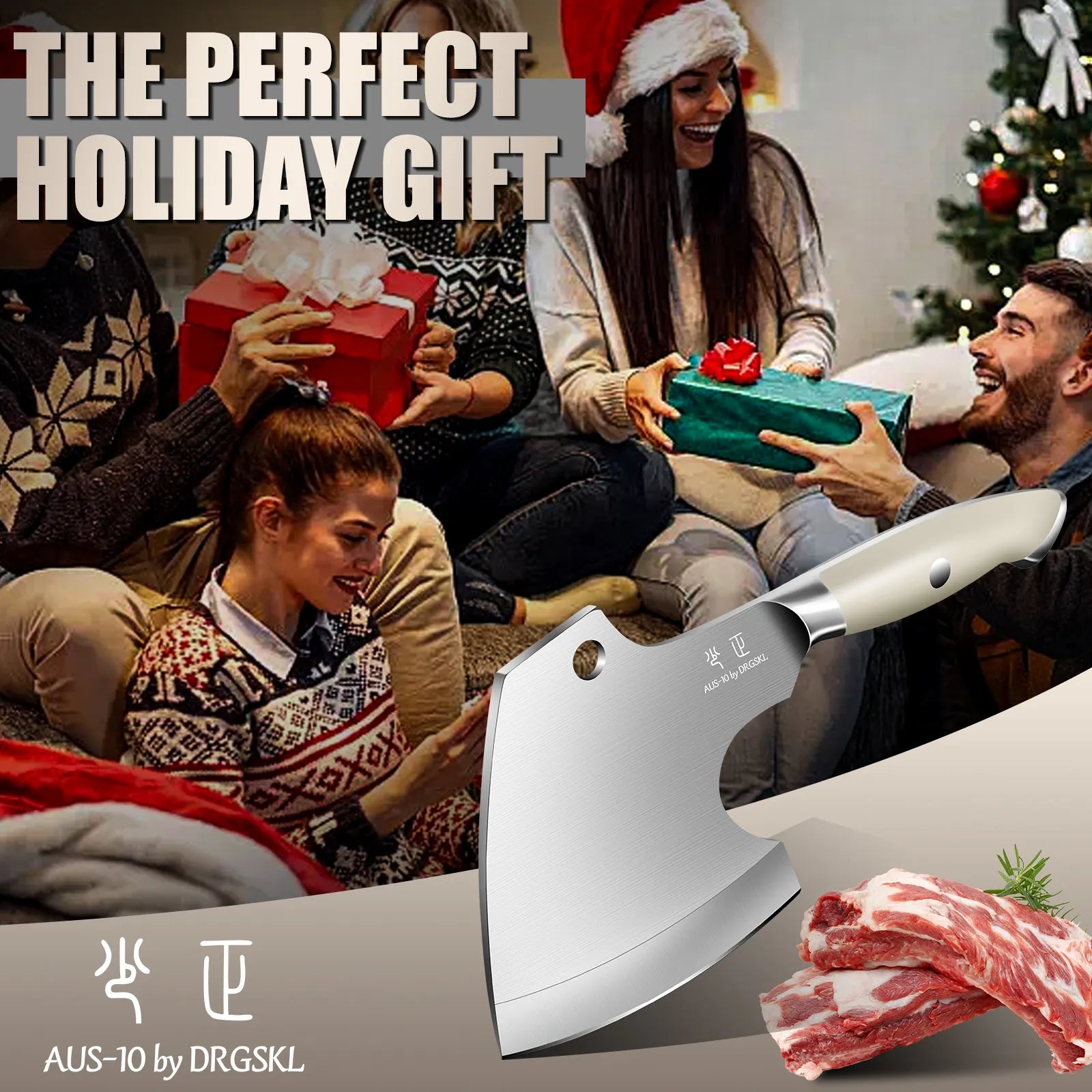 Image of DRGSKL Heavy-Duty Meat Cleaver – Bone Chopper, Kitchen Axe