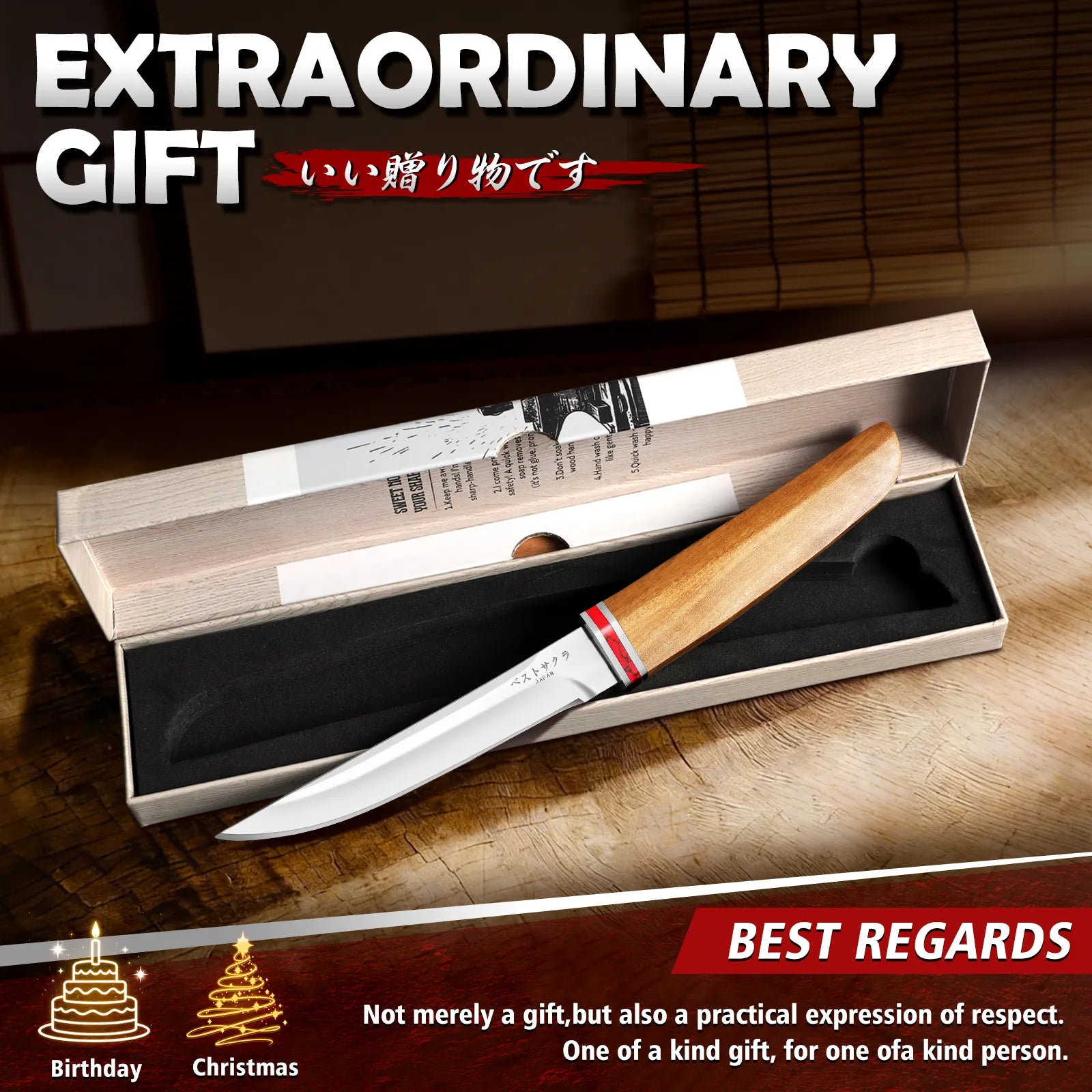 Image of DRGSKL Multi-Purpose Fixed Knife - Handmade Japanese Knife with Sheath